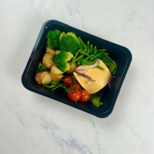 Cheeseburger met ovenaardappelen & broccoliroosjes