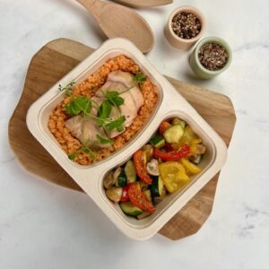 Kippenpavé met een Toscaanse tomatenrisotto