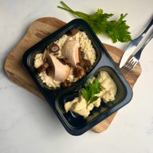 Kippenvink met bloemkoolrisotto & schorseneren