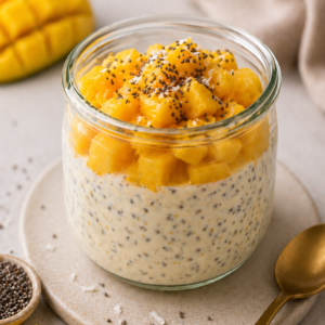 Chia mango yoghurt met 4-noten granola
