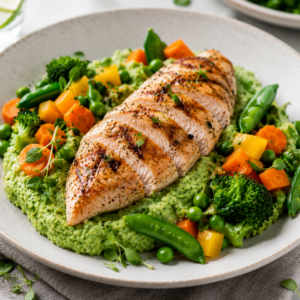 Gegrilde kipfilet met broccolipuree & lentengroenten