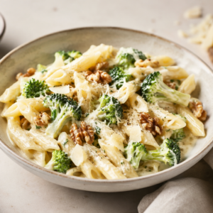 Pasta 4-kazen (penne-4 kazensaus-broccoli-walnoten-parmesan) VEGGIE