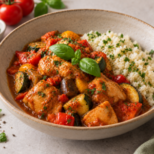 Italiaans kippenstoofpotje met mediterraanse groenten