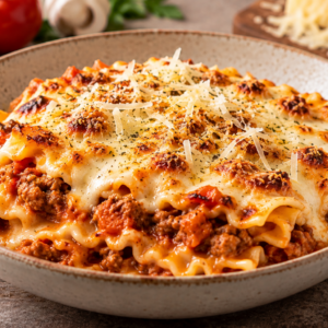 Lasagnette bolognaise met kaassaus & gruyere