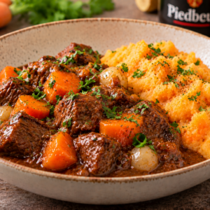 Rundsstoofvlees "Piedboeuf" met wortel & zoete aardappelstoemp